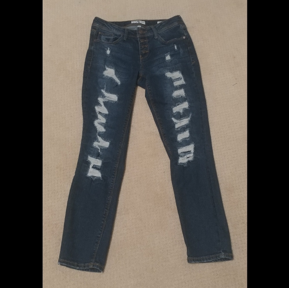Relaxed Skinny Distressed Jeans